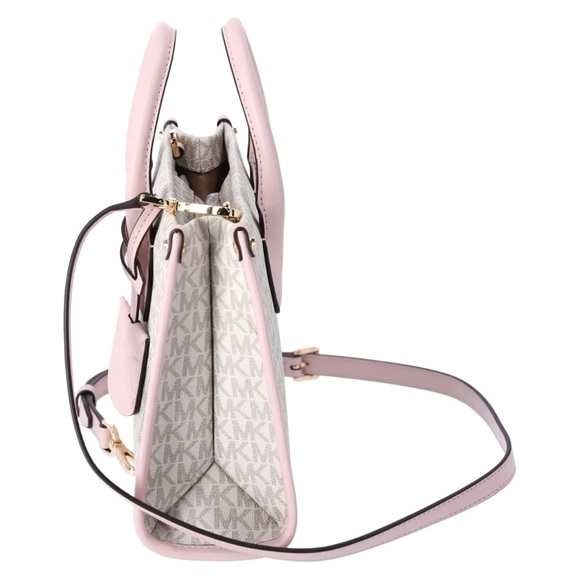 Michael Kors Mirella Small Shopper Top Zip Tote Crossbody MK Powder Blush Multi - Picture 6 of 7